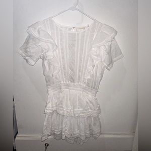 Natasha Mini Dress in White by Loveshackfancy.